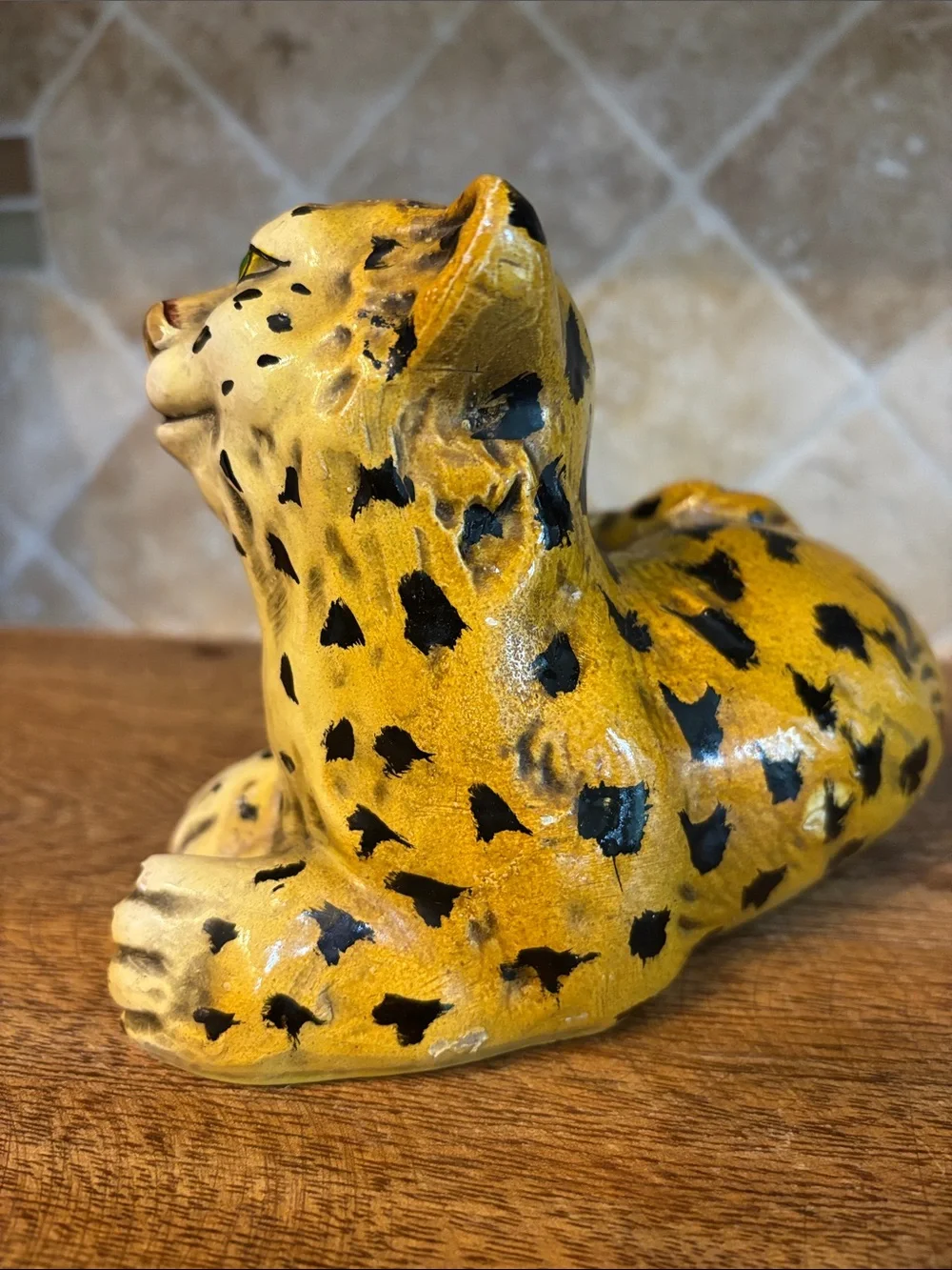 Vintage Hand-painted Ceramic Jaguar/Cheetah/Leopard Figurine -Made in Portugal